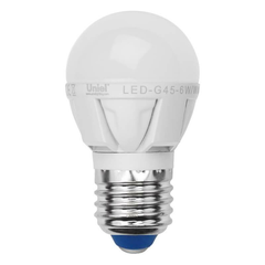 LED-G45-6W/NW/E27/FR ALP0 Лампочка Uniel Palazzo