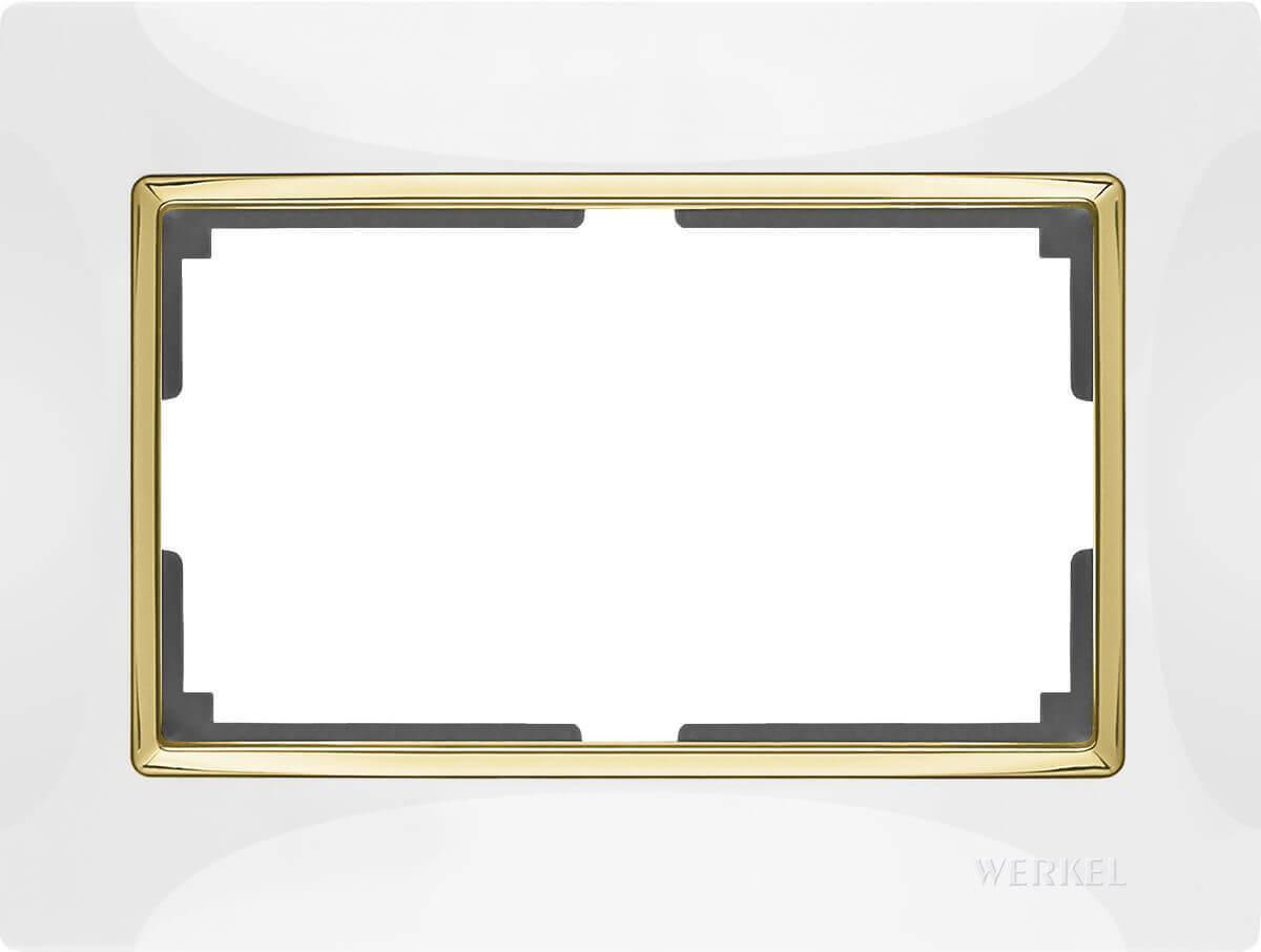 Рамка Werkel Snabb для двойной розетки белый/золото WL03-Frame-01-DBL-white/GD 4690389083846